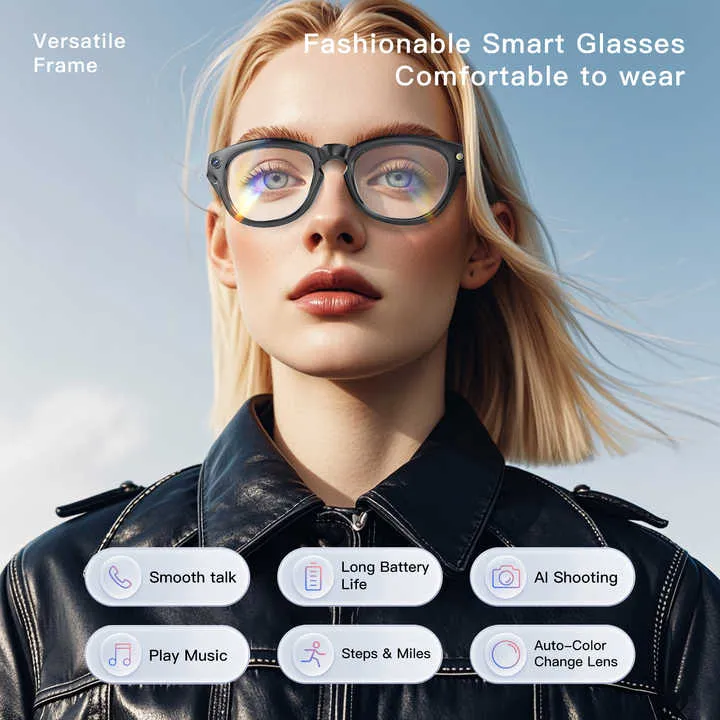 نظارات ذكية نسائية للبلوتوث مع كاميرا آي فون نظارات قراءة متوافقة مع الكاميرا Women's Bluetooth Smart Glasses with iPhone Camera Reading Glasses Compatible with Camera