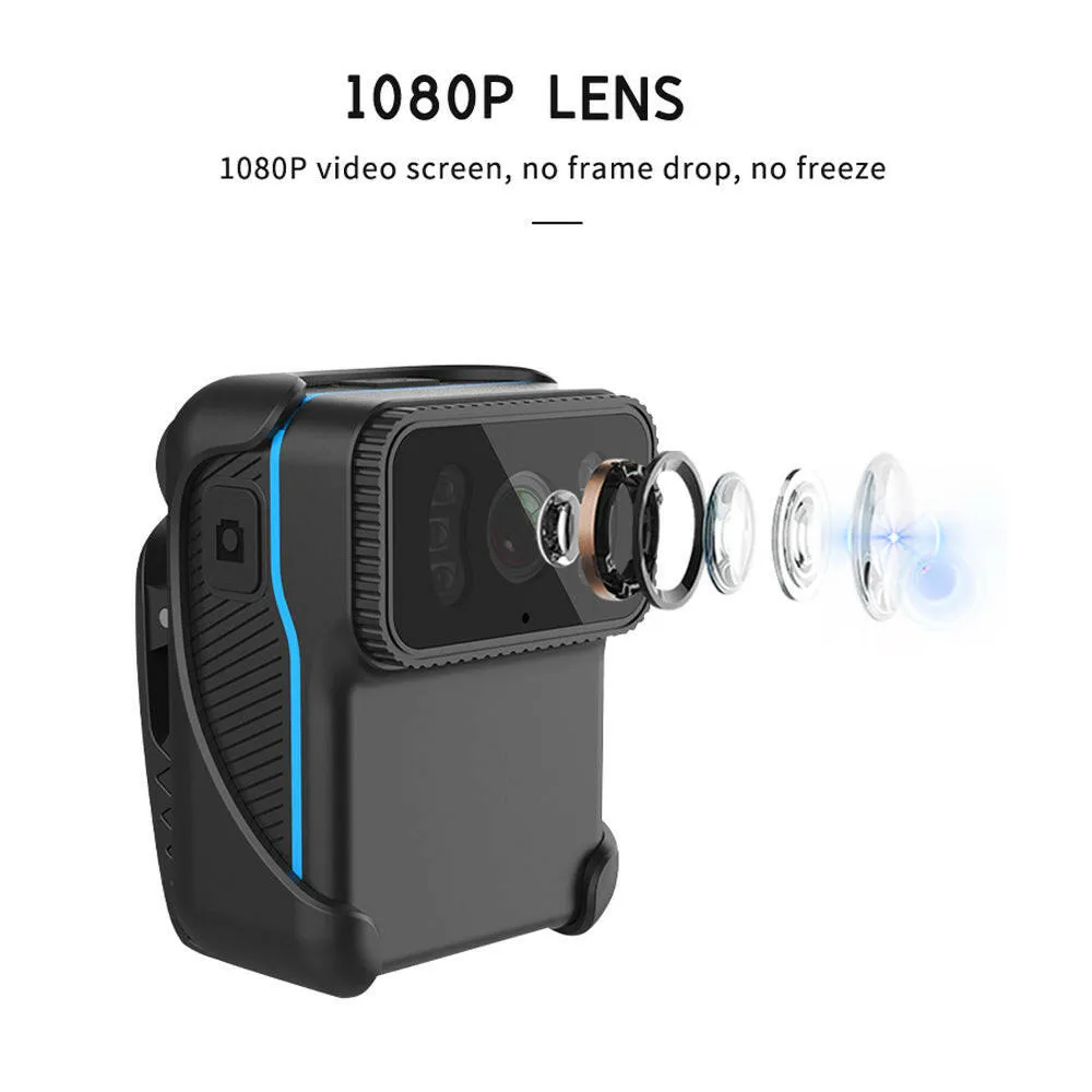 1080P Video Camera Wireless WiFi Action Camera Wide Angle Lens Loop Video Recording Nigh Vision Daily Waterproof Built-in Battery Microphone with Backside Clip
