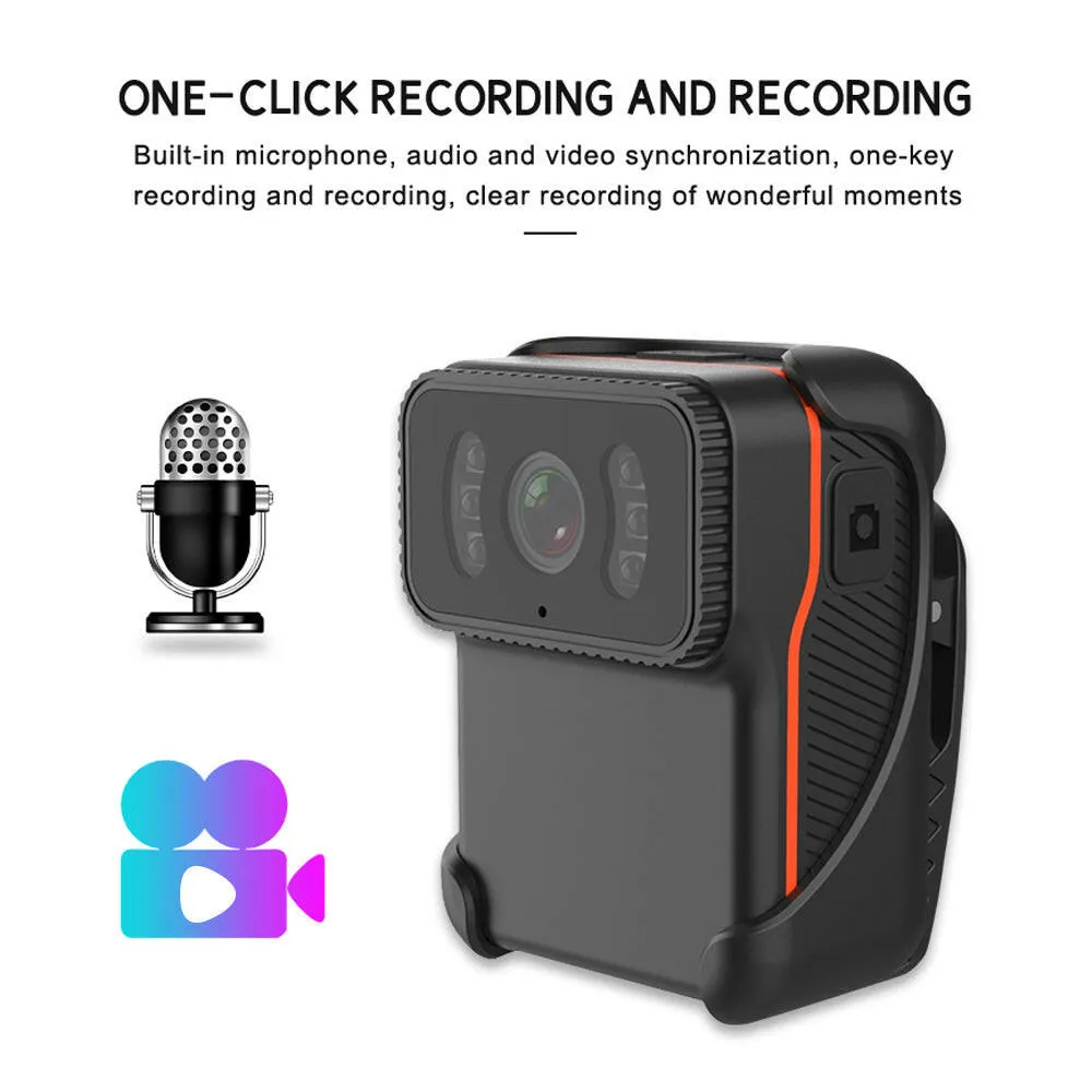 1080P Video Camera Wireless WiFi Action Camera Wide Angle Lens Loop Video Recording Nigh Vision Daily Waterproof Built-in Battery Microphone with Backside Clip