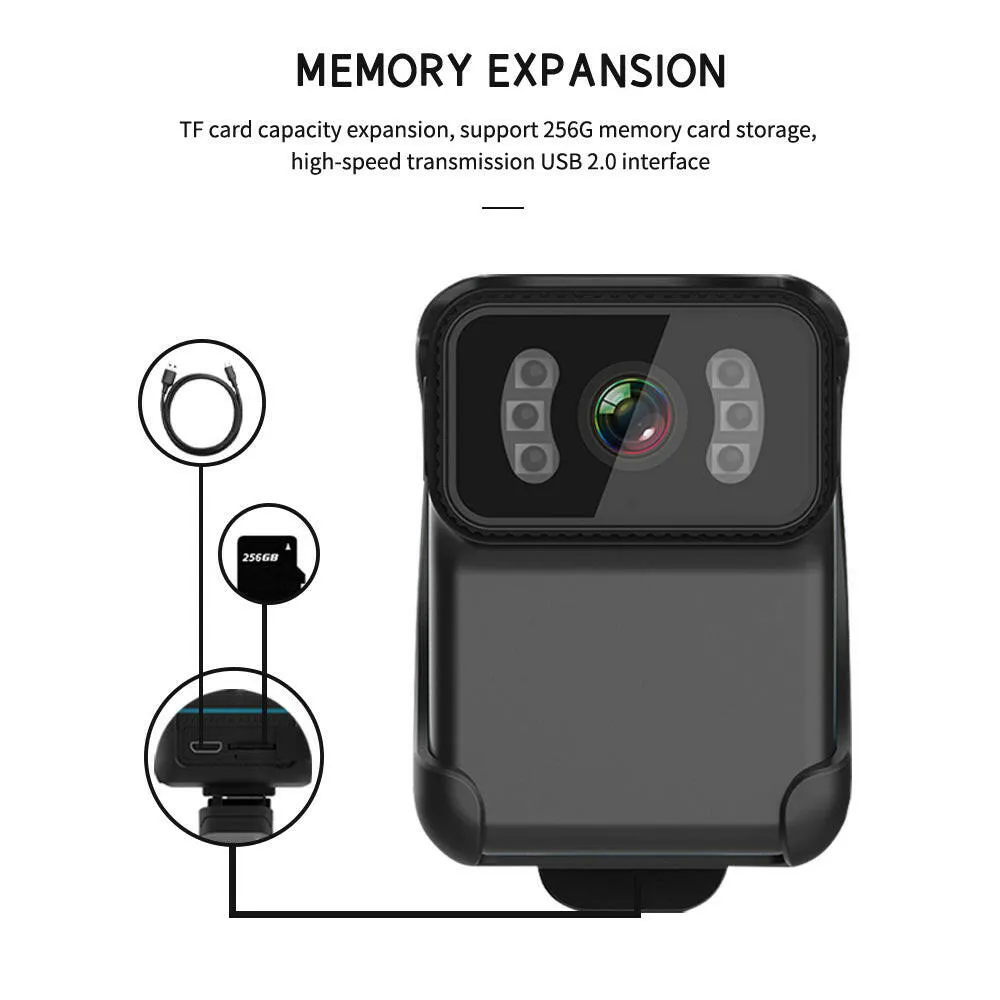 1080P Video Camera Wireless WiFi Action Camera Wide Angle Lens Loop Video Recording Nigh Vision Daily Waterproof Built-in Battery Microphone with Backside Clip