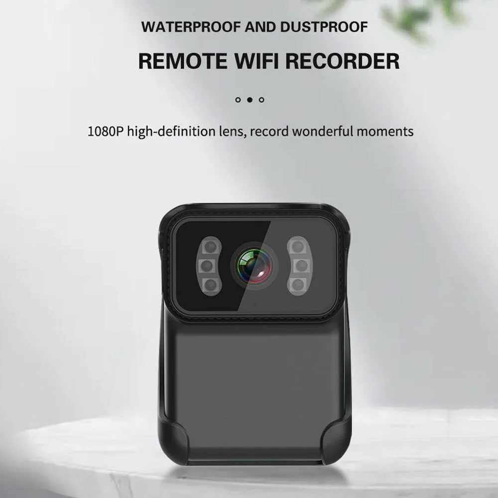 1080P Video Camera Wireless WiFi Action Camera Wide Angle Lens Loop Video Recording Nigh Vision Daily Waterproof Built-in Battery Microphone with Backside Clip