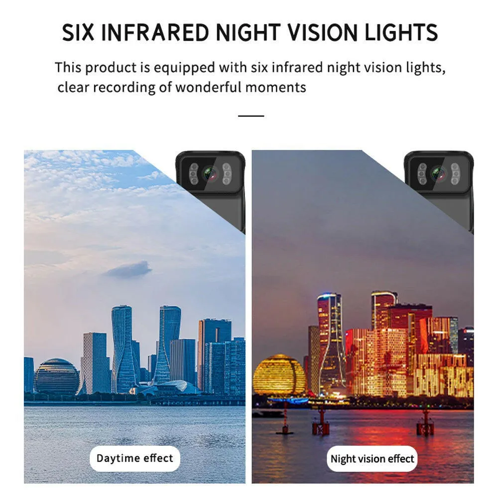 1080P Video Camera Wireless WiFi Action Camera Wide Angle Lens Loop Video Recording Nigh Vision Daily Waterproof Built-in Battery Microphone with Backside Clip