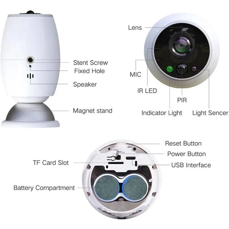 1.3MP 960P Wifi IP Camera | Tripod Holder | Motion Detection | Night Vision | White