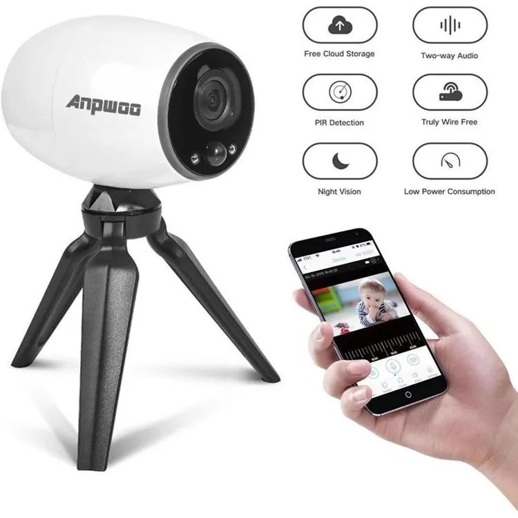 1.3MP 960P Wifi IP Camera | Tripod Holder | Motion Detection | Night Vision | White