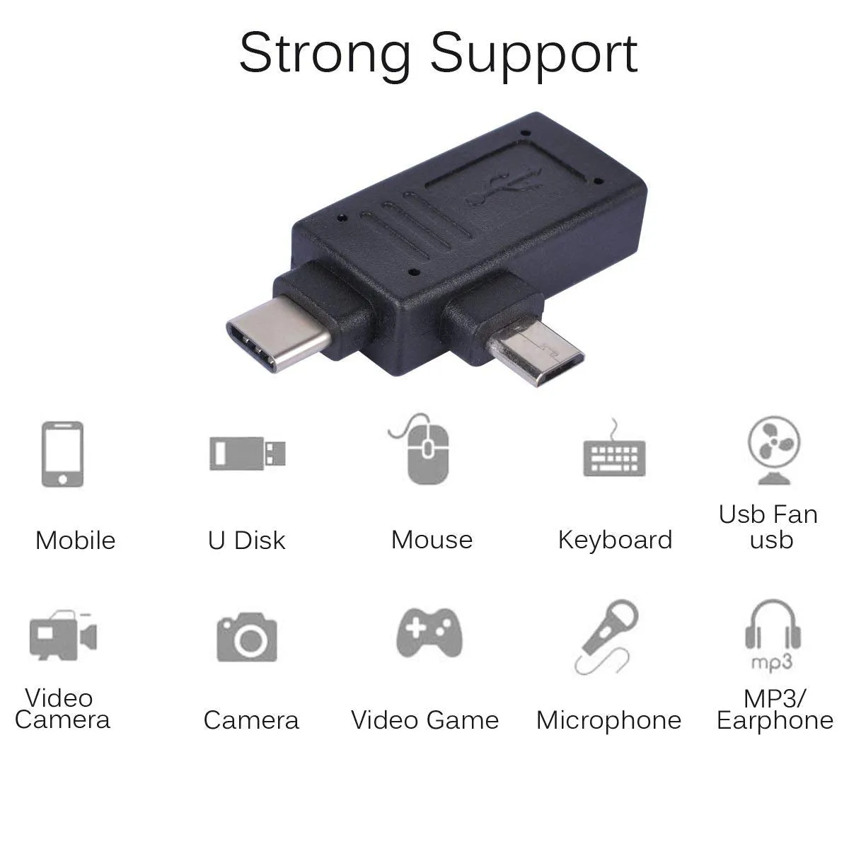 2-in-1 OTG Adapter | Type C | Micro USB Port Male to USB Female