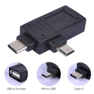 2-in-1 OTG Adapter | Type C | Micro USB Port Male to USB Female