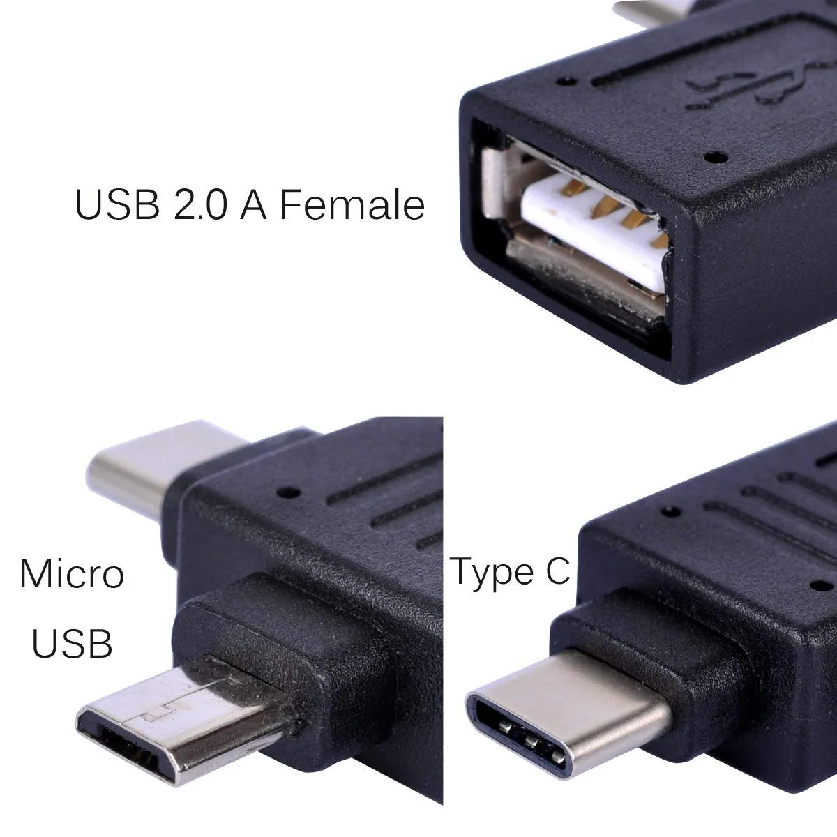 2-in-1 OTG Adapter | Type C | Micro USB Port Male to USB Female