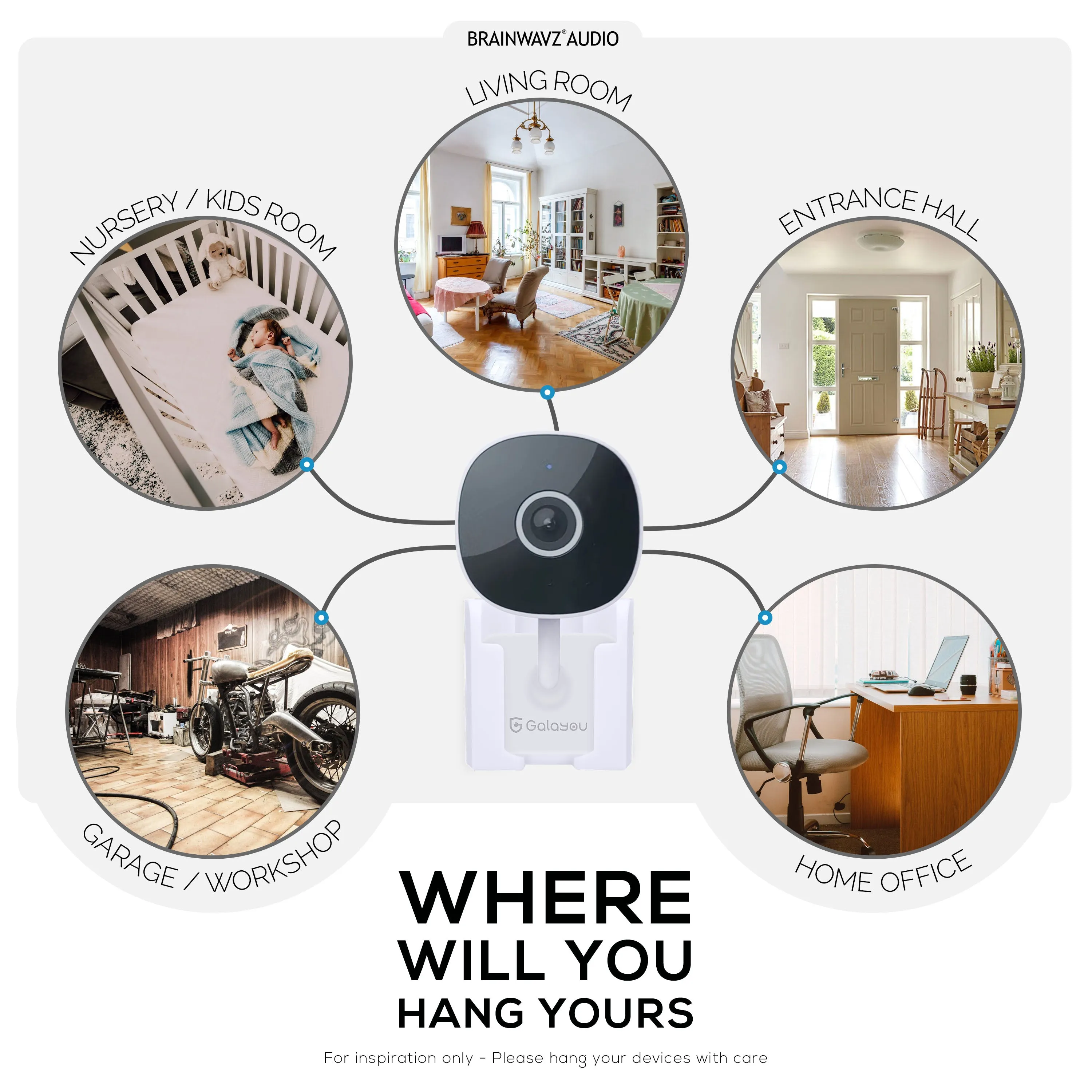 2-Pack Wall Mount For Galayou G7 Cam 2K Wi-Fi Baby Monitor Security Camera, Easy to Install Holder Bracket