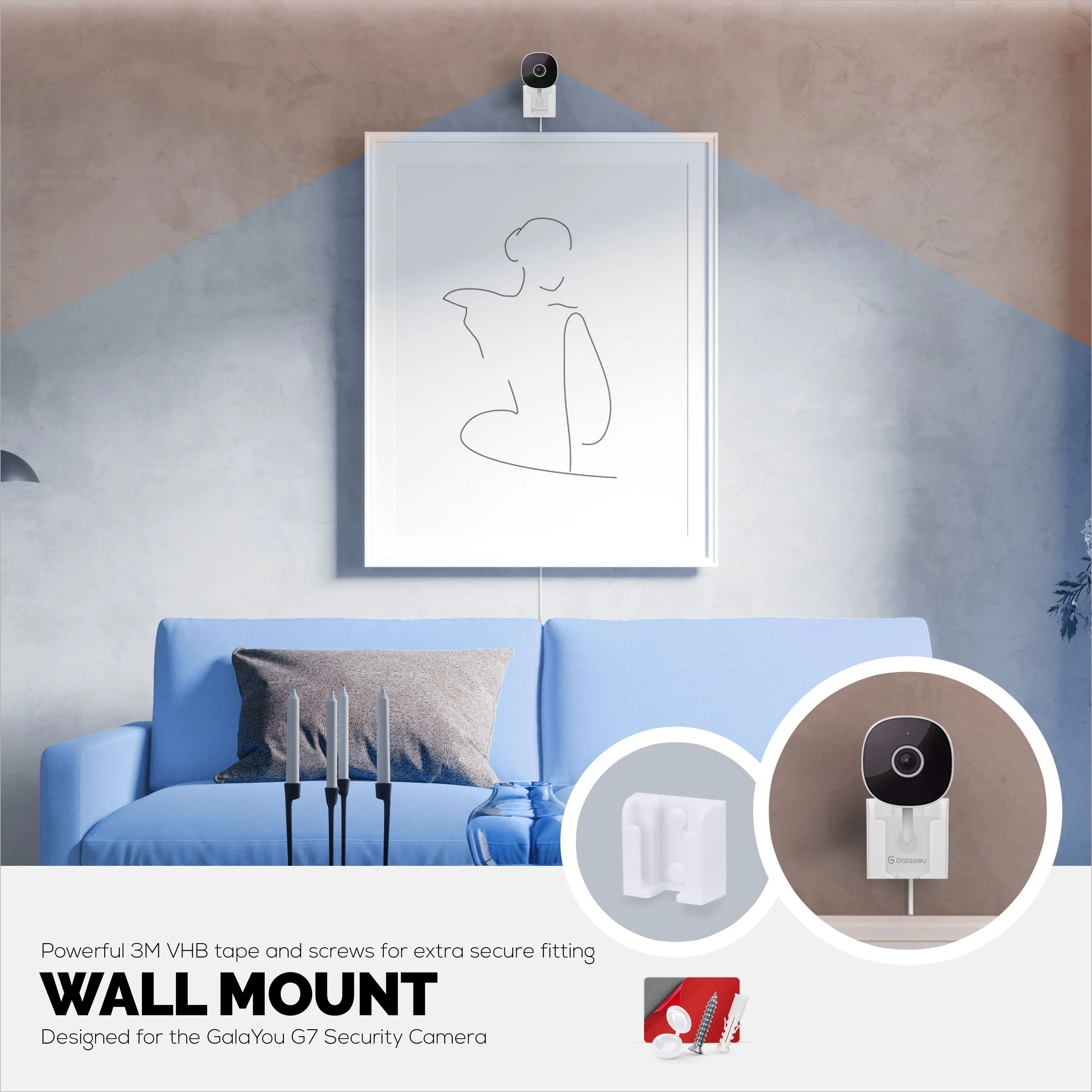 2-Pack Wall Mount For Galayou G7 Cam 2K Wi-Fi Baby Monitor Security Camera, Easy to Install Holder Bracket
