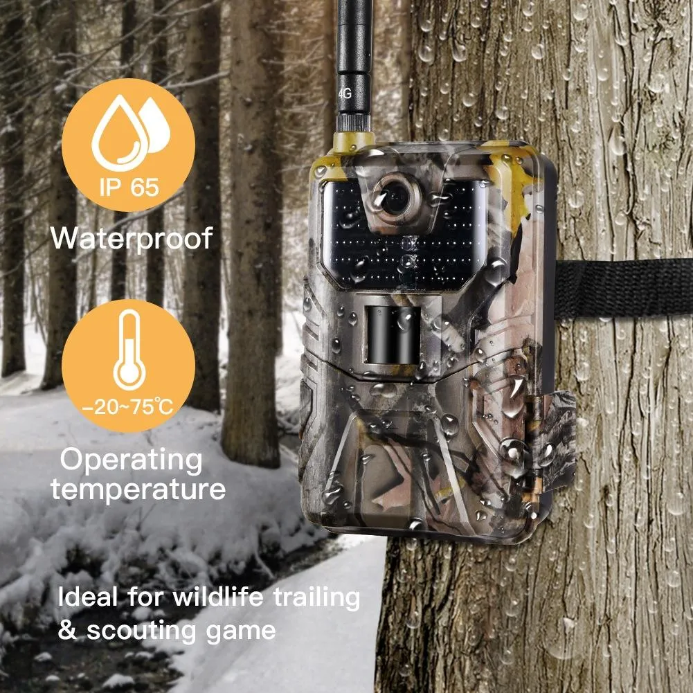 20MP 2K Wildlife Hunting Trail Camera | Night Vision | 4G Cellular Surveillance