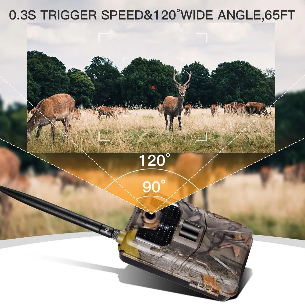 20MP 2K Wildlife Hunting Trail Camera | Night Vision | 4G Cellular Surveillance
