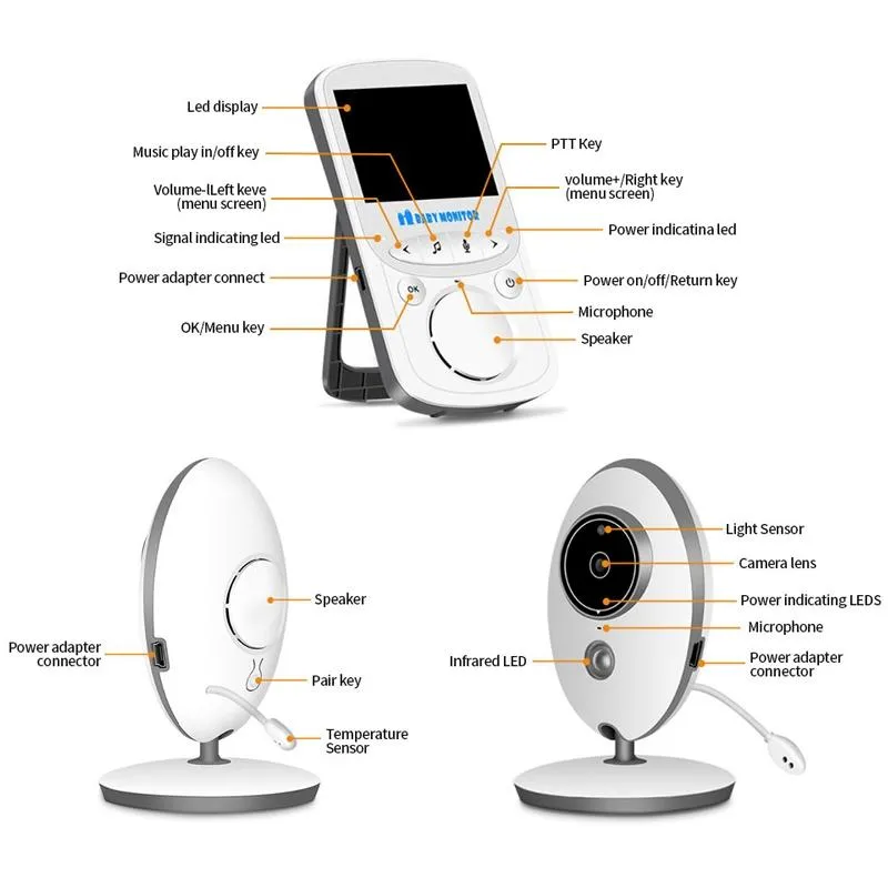 2.4 LCD Wireless Baby Monitor with Night Vision & Two-Way Talk