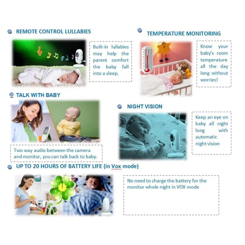 2.4 Wireless Baby Monitor with LCD Night Vision & Two-Way Talk | Grey