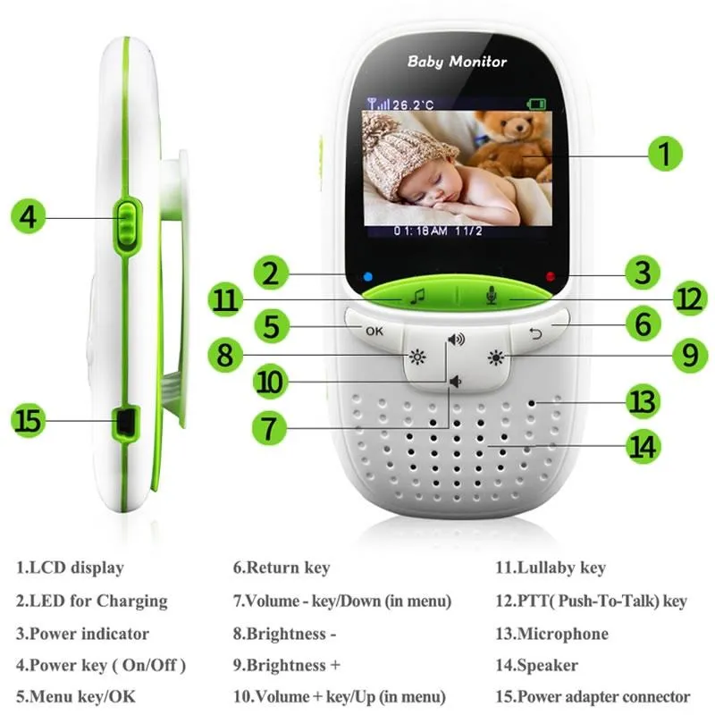 2.4 Wireless Baby Monitor with LCD Night Vision & Two-Way Talk | White