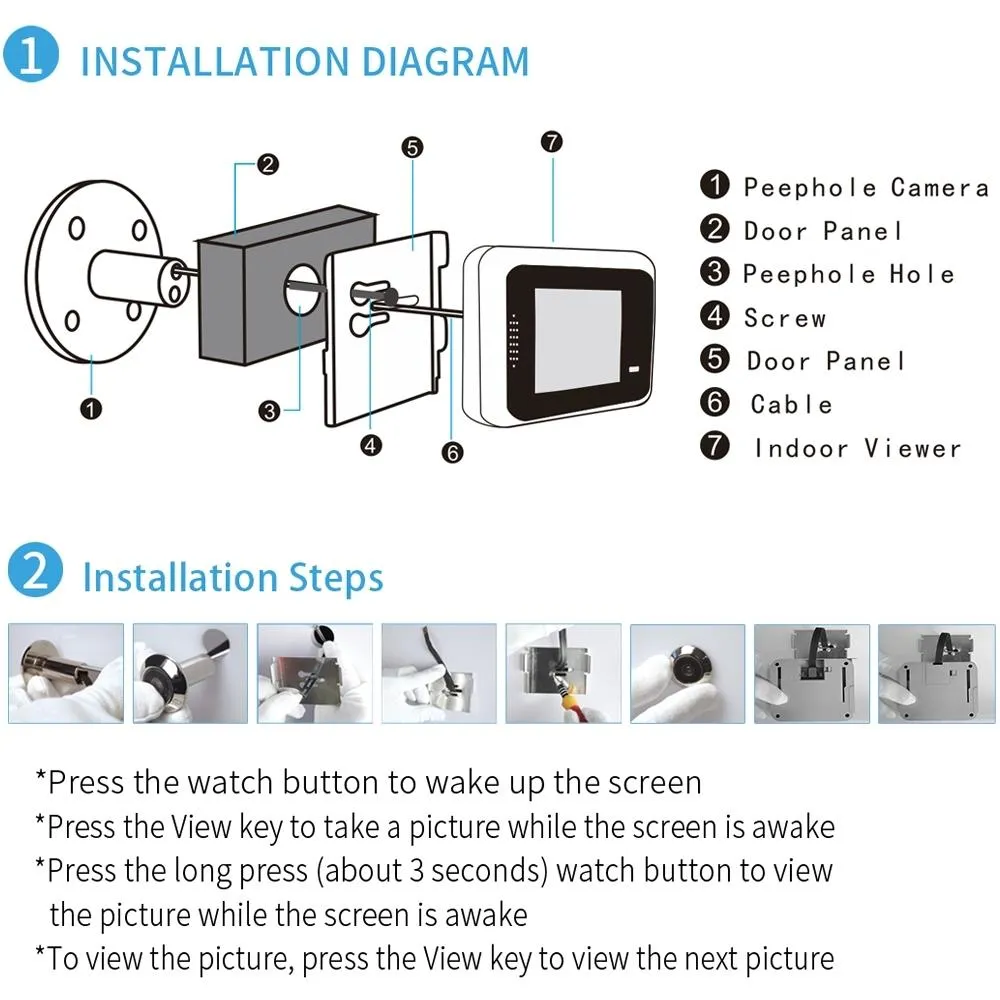 2.4" Screen | 2.0MP Security Camera | TF Card Support | No Disturb Peephole Viewer