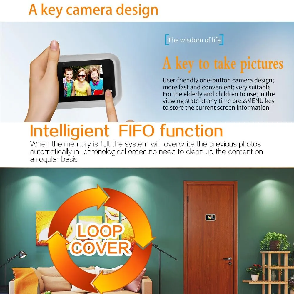 2.4" Screen | 2.0MP Security Camera | TF Card Support | No Disturb Peephole Viewer