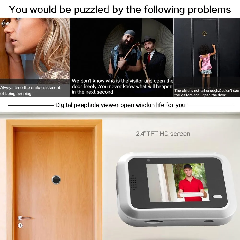 2.4" Screen | 2.0MP Security Camera | TF Card Support | No Disturb Peephole Viewer