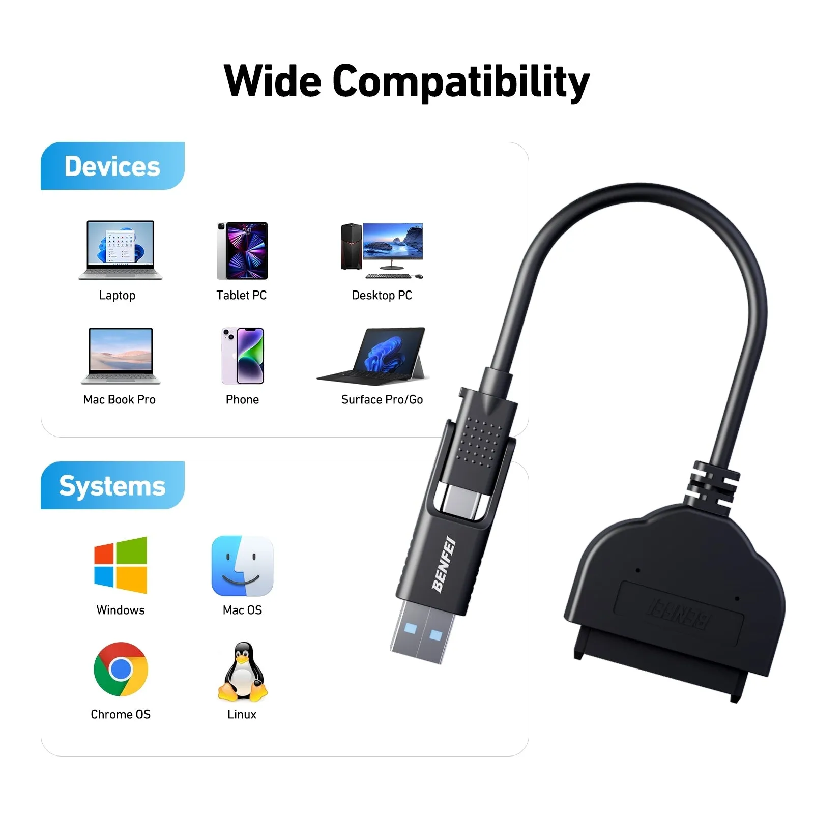 2in1 USB-C/USB 3.0 to SATA III Hard Drive Adapter