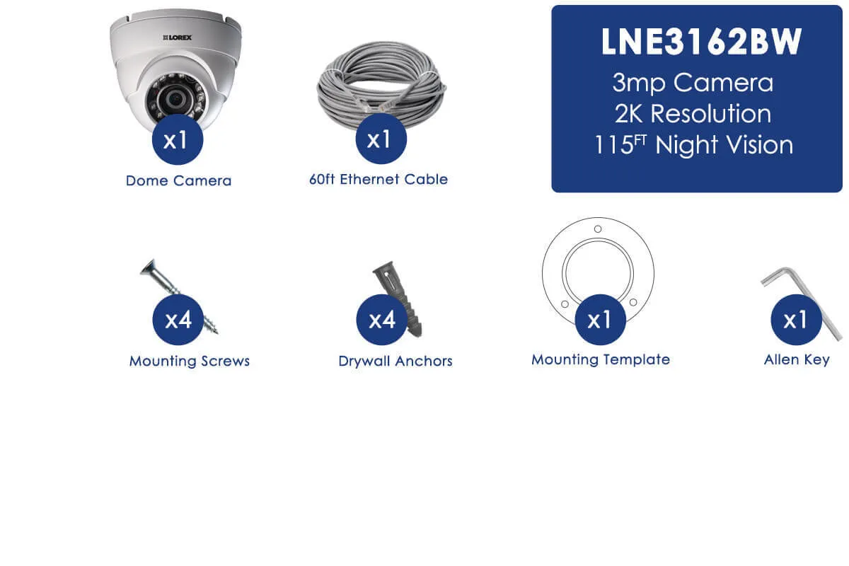3 Megapixel HD Dome Security Camera with Long-Range Night Vision