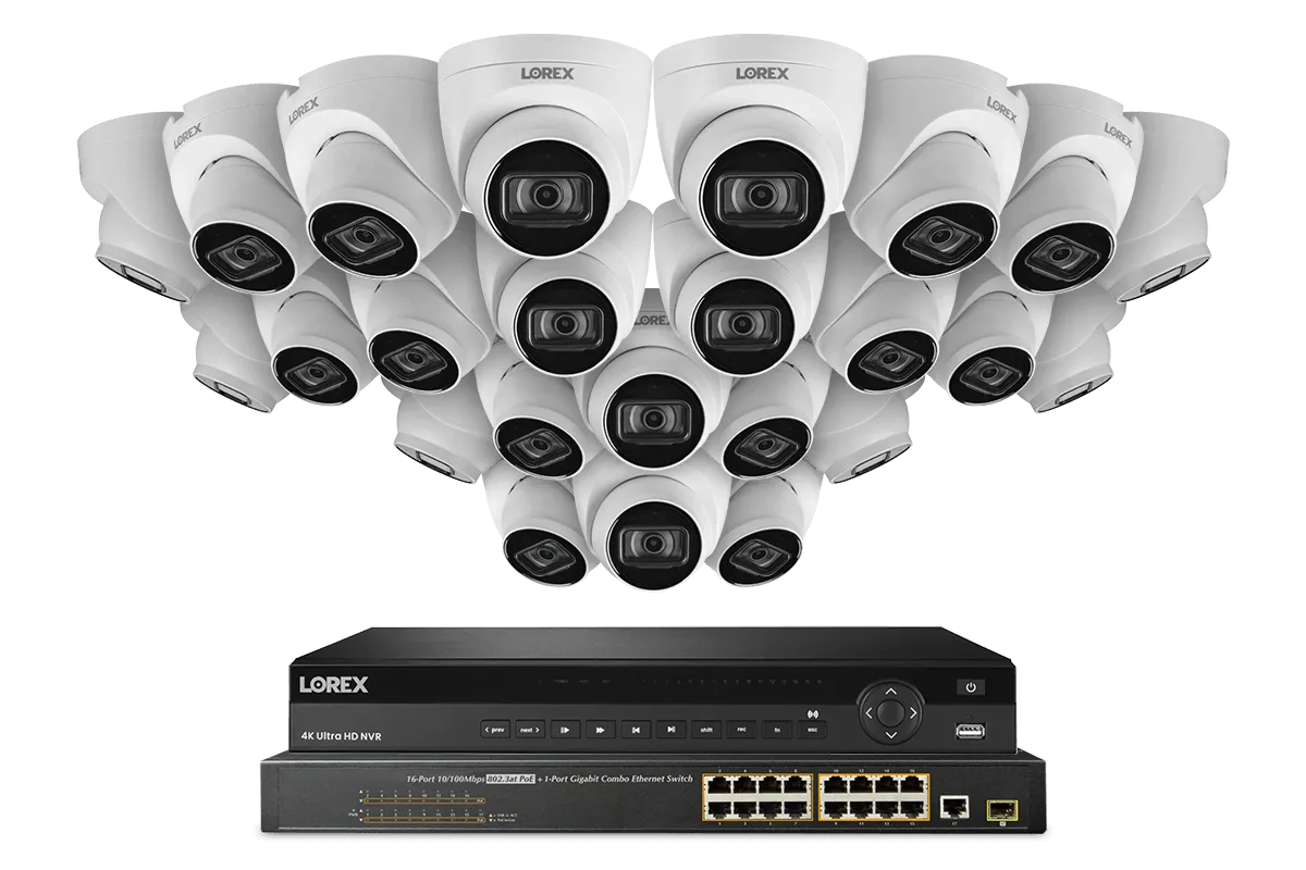 32-Channel NVR System with 4K (8MP) IP Dome Cameras with Listen-In Audio