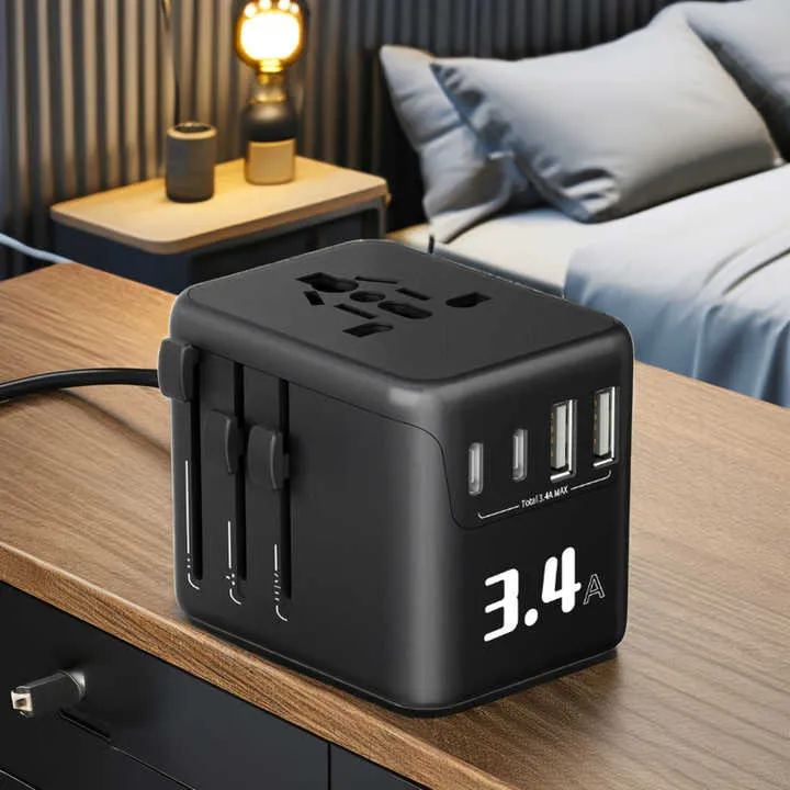 3.4A 2A   2C محول طاقة عالمي . Universal Tools 3.4A 2A 2C Universal Power Adapter,
