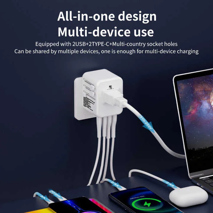 3.4A 2A   2C محول طاقة عالمي . Universal Tools 3.4A 2A 2C Universal Power Adapter,