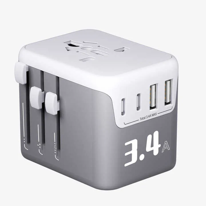 3.4A 2A   2C محول طاقة عالمي . Universal Tools 3.4A 2A 2C Universal Power Adapter,
