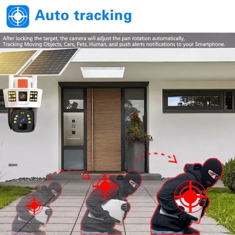 360 Smart Solar Surveillance Camera with Three-screen Monitoring