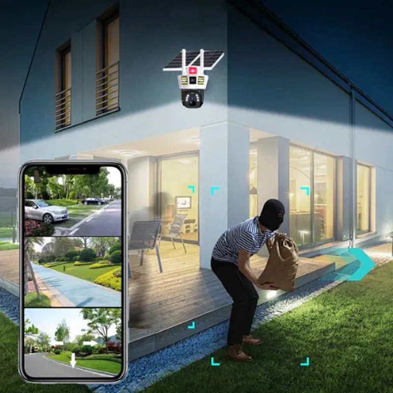 360 Smart Solar Surveillance Camera with Three-screen Monitoring