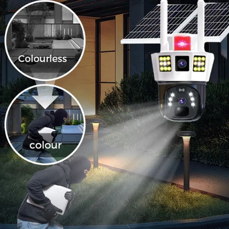 360 Smart Solar Surveillance Camera with Three-screen Monitoring