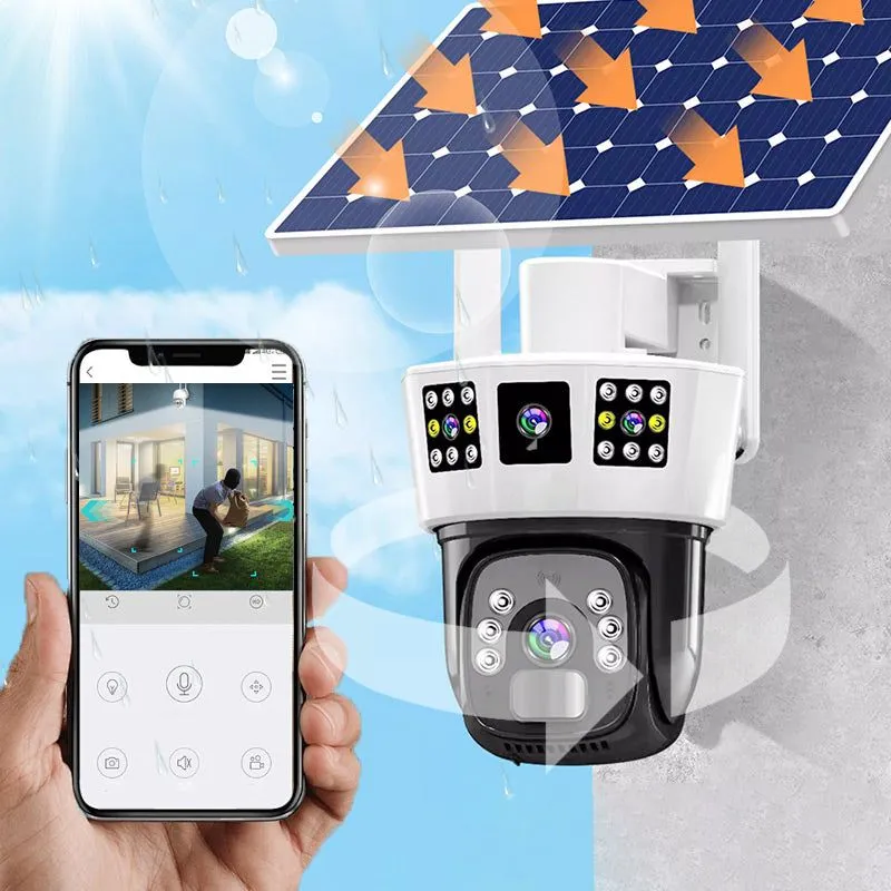 360 Smart Solar Surveillance Camera with Three-screen Monitoring