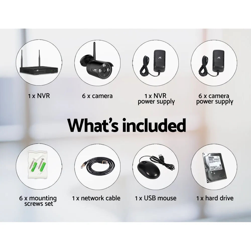 3MP HD Motion Detection Wireless CCTV System, 6 Cameras, 1TB UL-tech