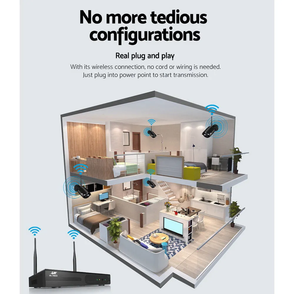 3MP HD Motion Detection Wireless CCTV System, 6 Cameras, 1TB UL-tech