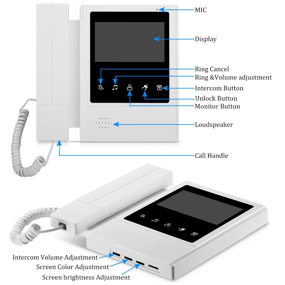 4.3 inch Home Intercom Video Door Phone Video Intercom Doorbell