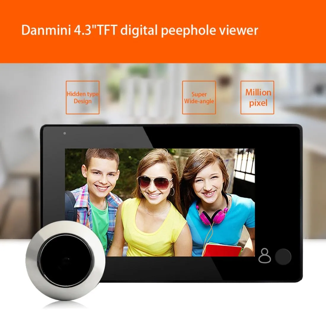 4.3" Security Camera Door Peephole | One-Key Watch | Black
