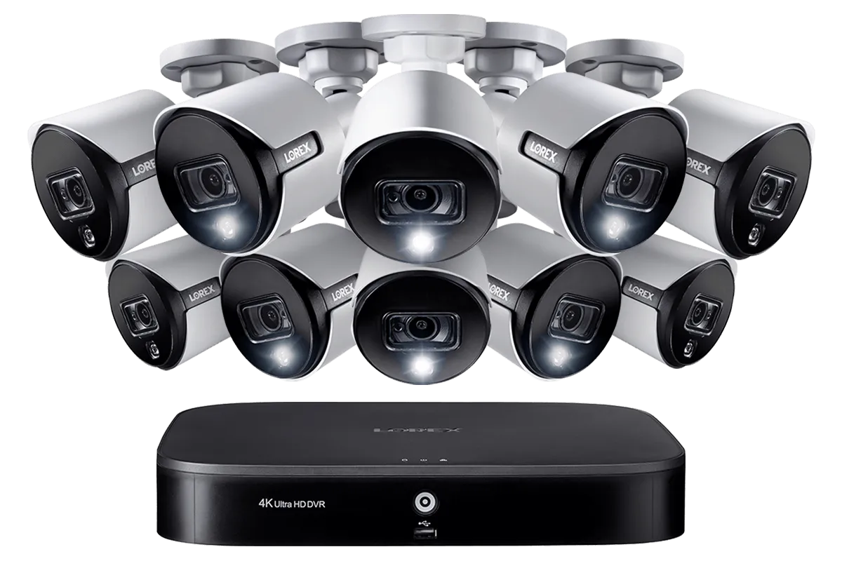 4K Ultra HD 16-Channel Security System with 10 Active Deterrence 4K (8MP) Cameras, Advanced Motion Detection and Smart Home Voice Control
