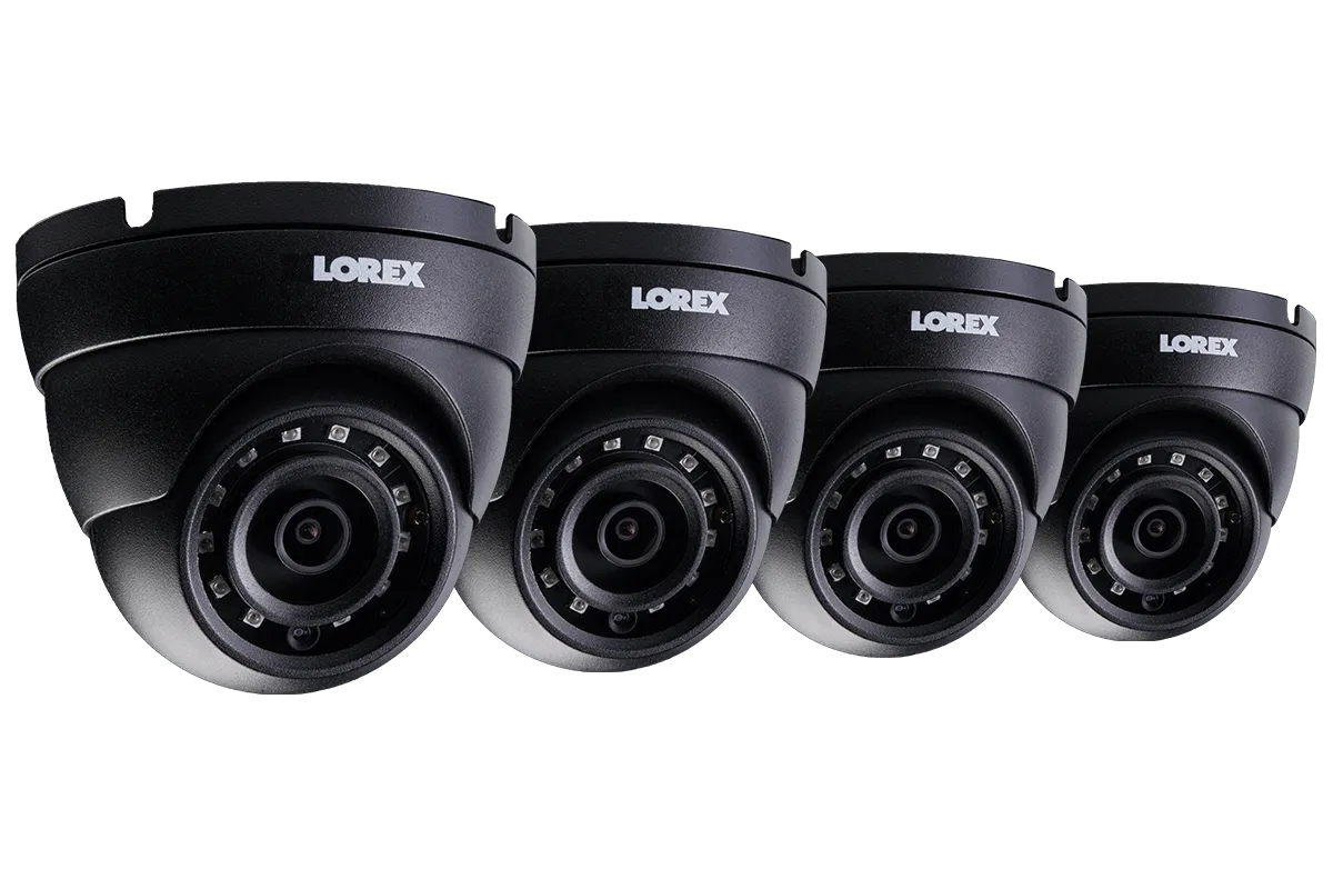 4MP Metal Dome Camera with 150FT Color Night Vision, HEVC, Black (4-pack)