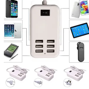 6 USB Socket Power Supply Strip Plug USB Power Charger Adapter