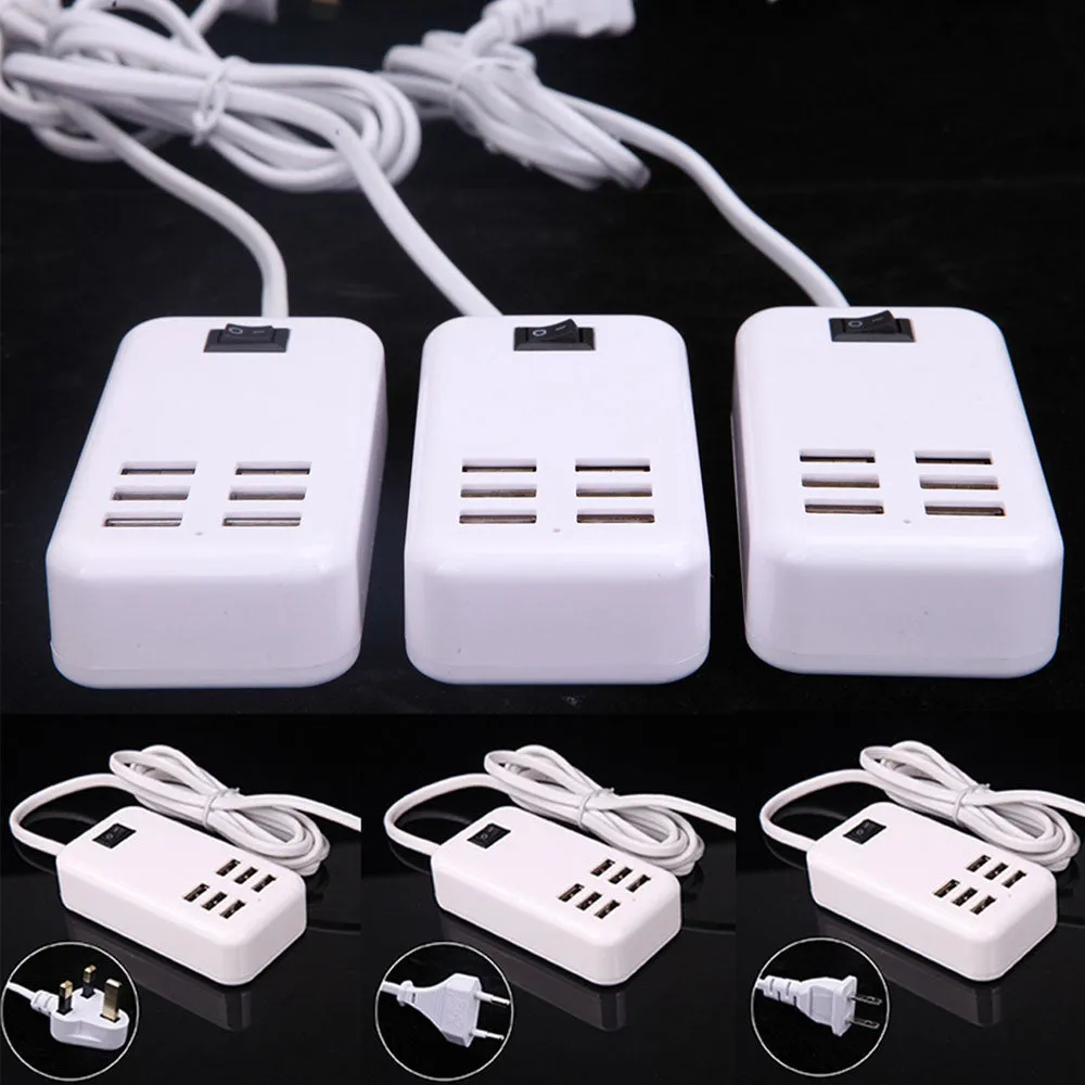 6 USB Socket Power Supply Strip Plug USB Power Charger Adapter