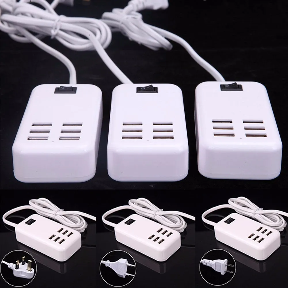 6 USB Socket Power Supply Strip Plug USB Power Charger Adapter