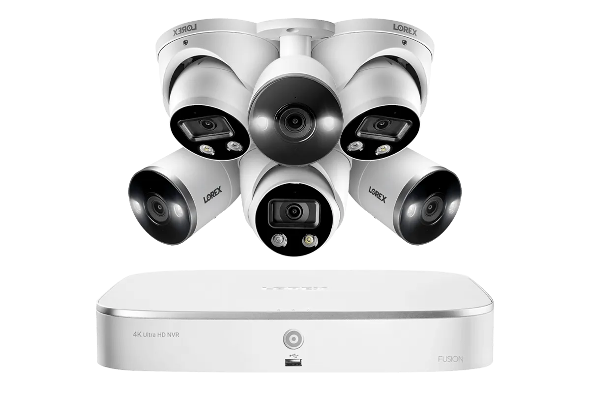 8-Channel Fusion NVR System with Dome and Bullet Smart Deterrence 4K IP Cameras