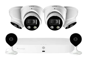 8-Channel NVR Fusion System with Four Smart Deterrence IP Dome Security Cameras and Two Indoor Wi-Fi Cameras
