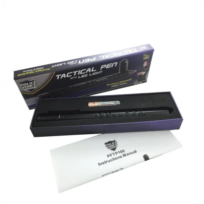 9 Units Police Force Tactical Pen w/ Light & DNA Collector