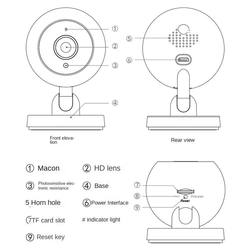 A2 HD Home Security Camera Wireless WiFi Night Vision 360-Degree Rotating Two-Way Intercom Surveillance Camera