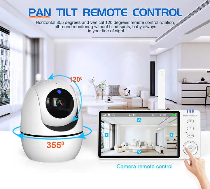 ABM501 5-Inch 1080p Wireless Video Baby Monitor PTZ.  جهاز مراقبة الأطفال اللاسلكي ABM501، 5 بوصات، بدقة 1080