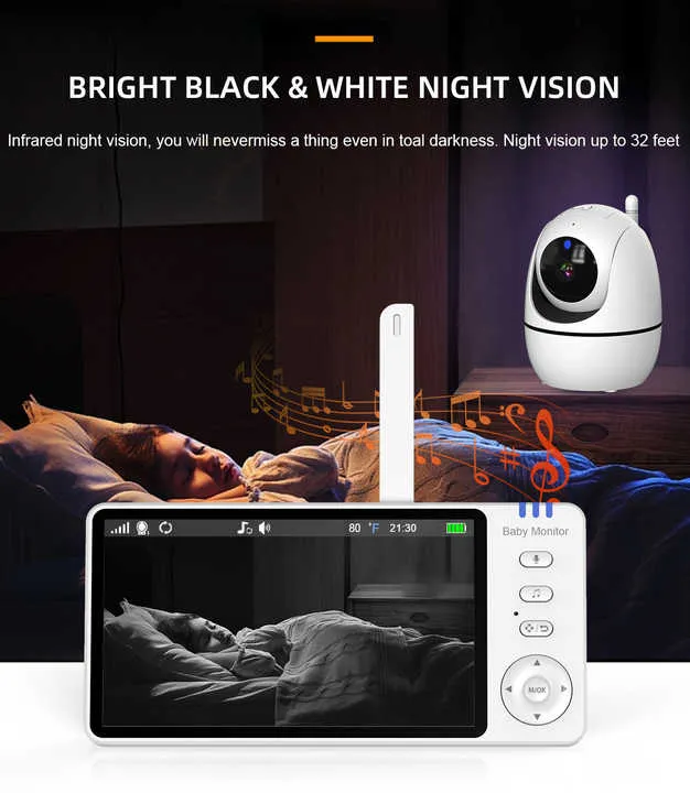 ABM501 5-Inch 1080p Wireless Video Baby Monitor PTZ.  جهاز مراقبة الأطفال اللاسلكي ABM501، 5 بوصات، بدقة 1080