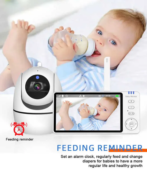 ABM501 5-Inch 1080p Wireless Video Baby Monitor PTZ.  جهاز مراقبة الأطفال اللاسلكي ABM501، 5 بوصات، بدقة 1080