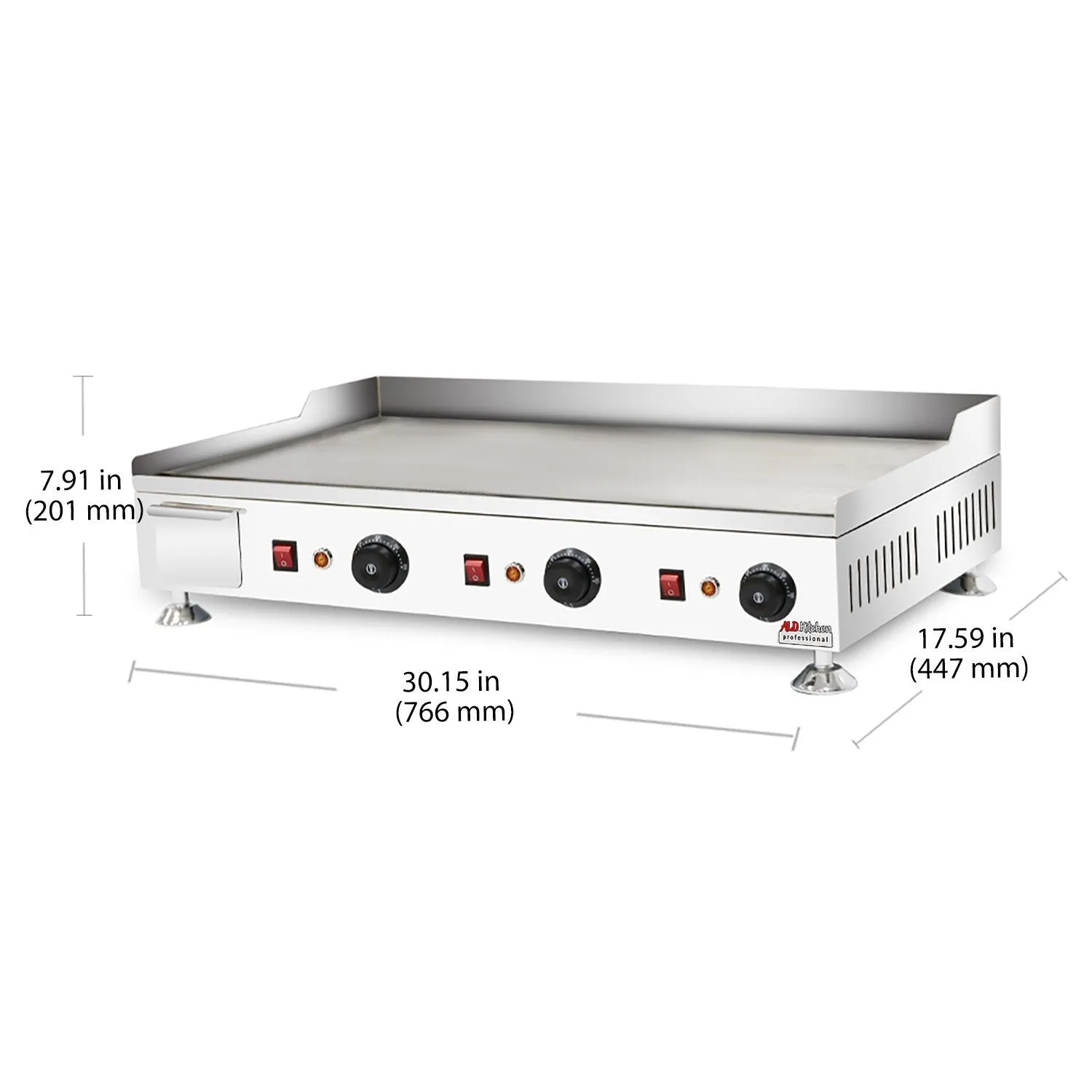 ALDKitchen Flat Top Griddle | Teppanyaki Grill with Singe, Dual or Triple Thermostat | Manual | Nonstick