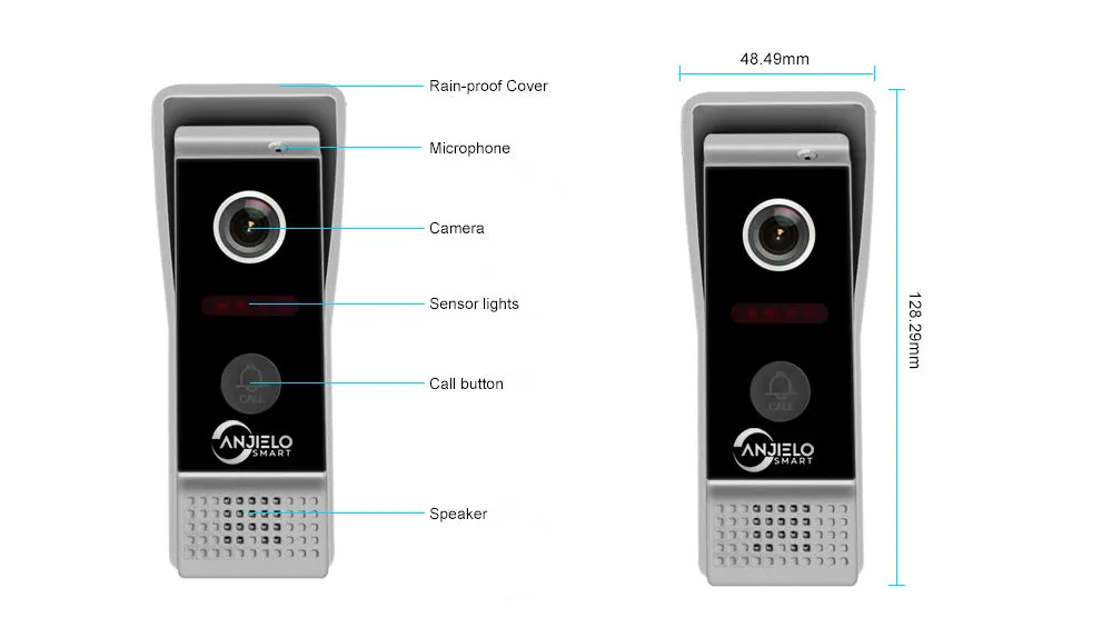AnjieloSmart 7inch Monitor Video Intercoms Home Security System Video Doorbell Camera Remote Controlling