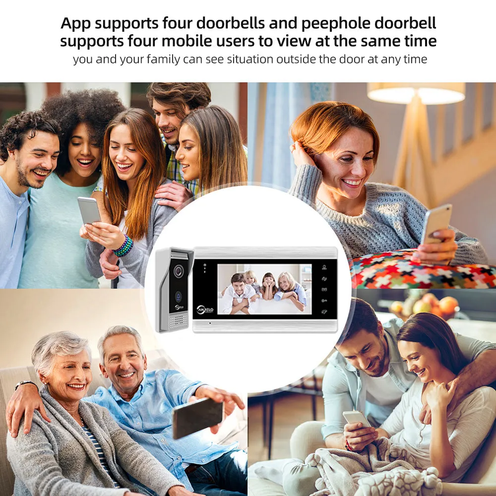 AnjieloSmart 7inch Monitor Video Intercoms Home Security System Video Doorbell Camera Remote Controlling
